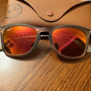 Ray-Ban Matte Brown Sunglasses with Orange Lenses